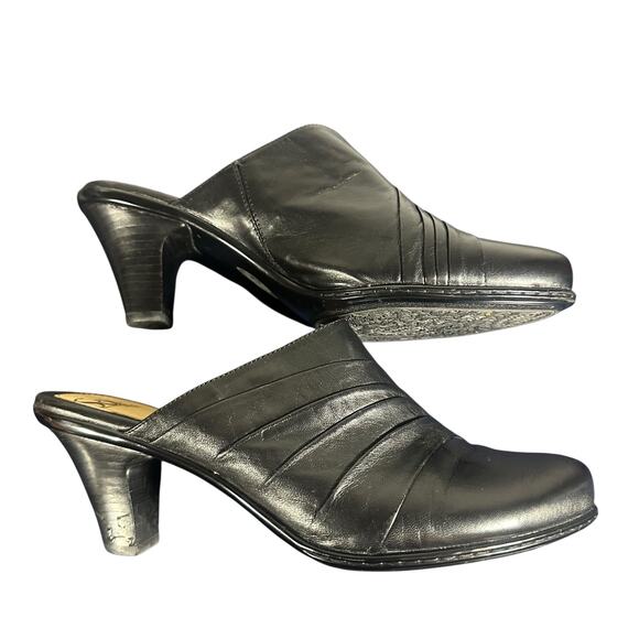 Sofft Black Leather Slip-On Heeled Mules Size 10 Comfort - Picture 8 of 11